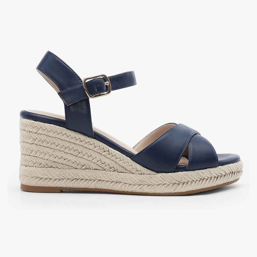 Navy Wedge Sandals